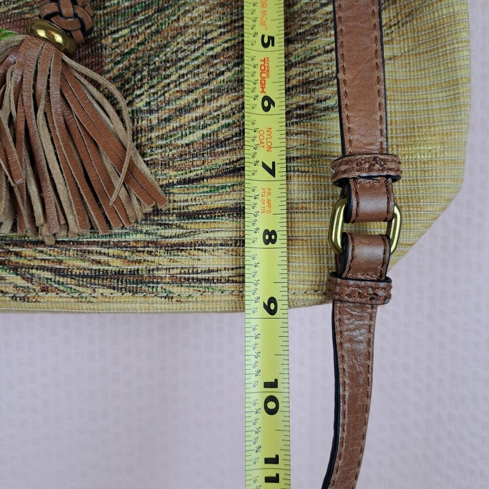 Elliott Lucca Artisan Faux Raffia Peacock Brown Leather Shoulder Bag - Picture 2 of 16